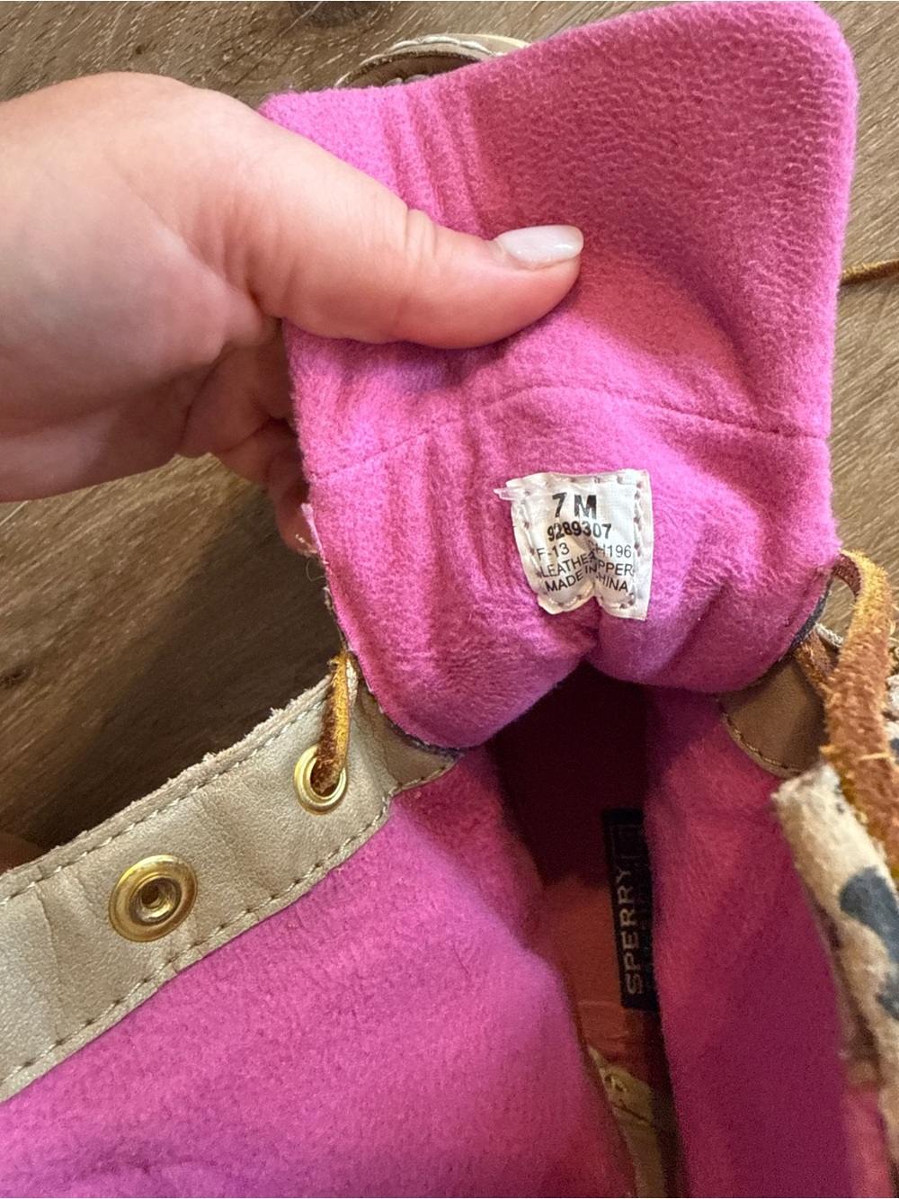 Sperry Leopard-Print Lace-Up Boots with Tan Leather and Pink Lining - Picture 5 of 5